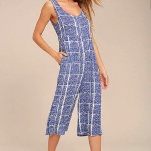 Lulu's Blue and White Jumpsuit, Size S